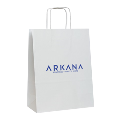 Papierov taka logo ARKANA biela 18 x 8 x 21 cm